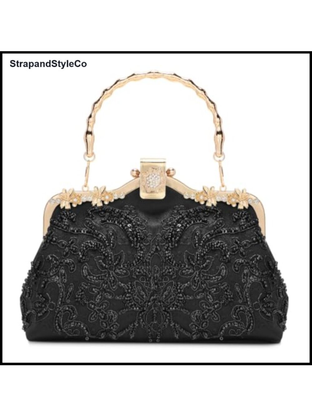 1920s Vintage Beaded Sequin Clutch Evening Bag Chain Formal Party Purse